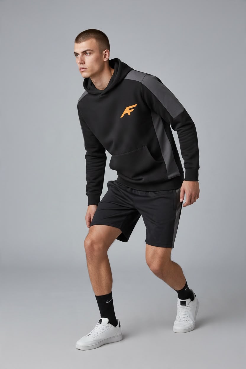 Junior Team Hoodie, Black and Grey | AF (model, depiction)