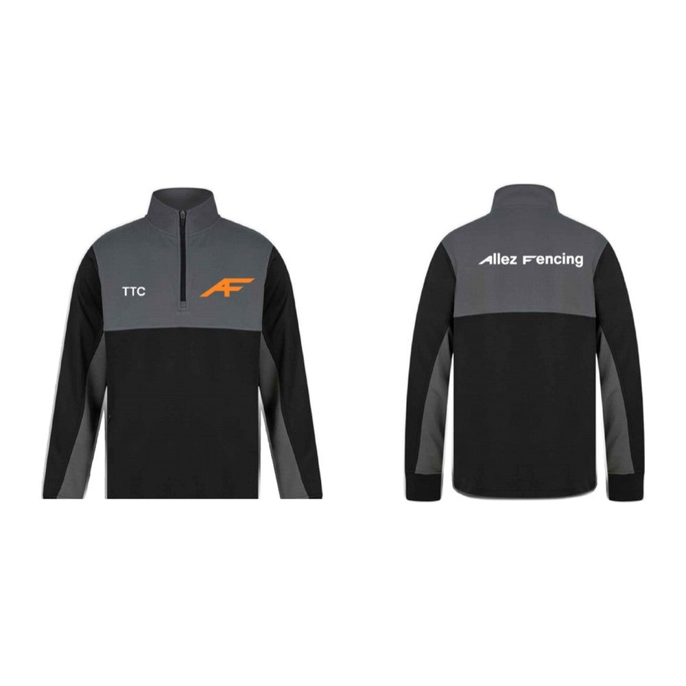 Junior 1/4 Zip Team Top, Black and Grey | AF (depiction)